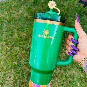 Stanley Emerald Green Mug with Floral Straw